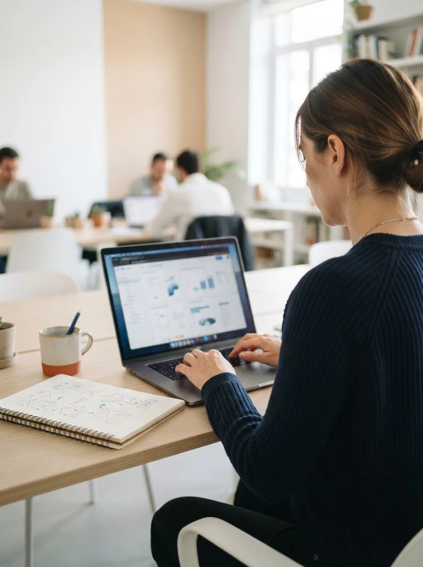 Prompt: aplicación en un entorno de trabajo digital